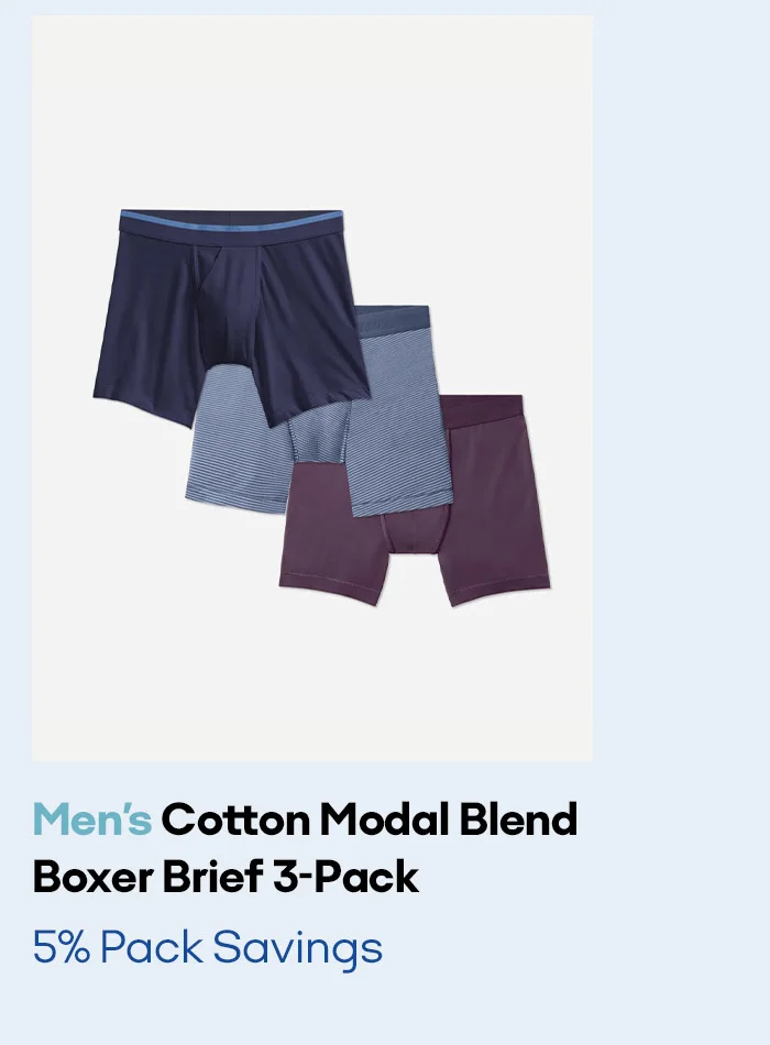 Men’s Cotton Modal Blend Boxer Brief 3-Pack | 5% Pack Savings