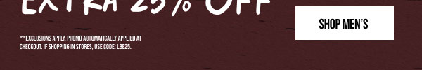 Extra 25% off Shop Men's