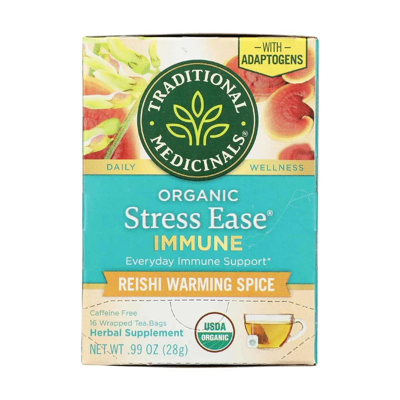 Organic Tea, Stress Ease Immune, Reishi Warming Spice, 0.99 Oz