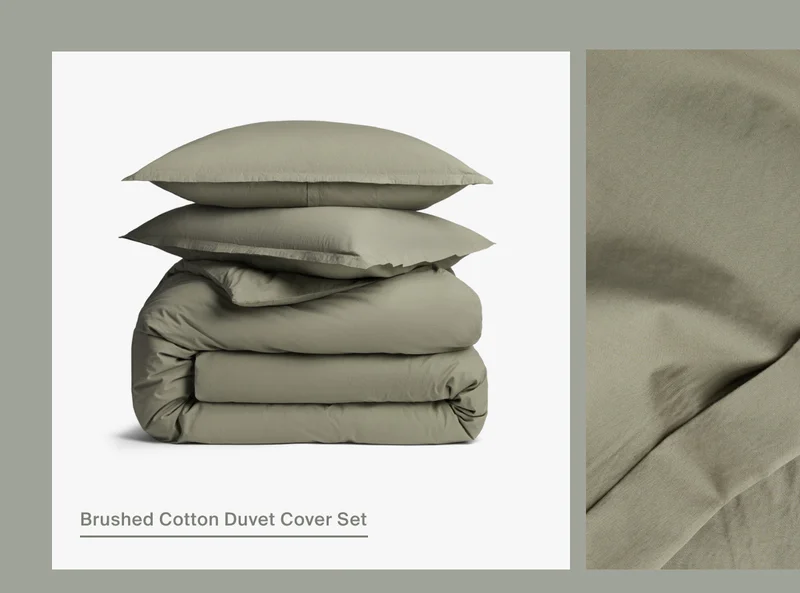 Shop Brushed Cotton Duvet Cover Set in Moss