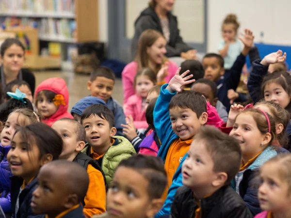 A photograph of smiling children