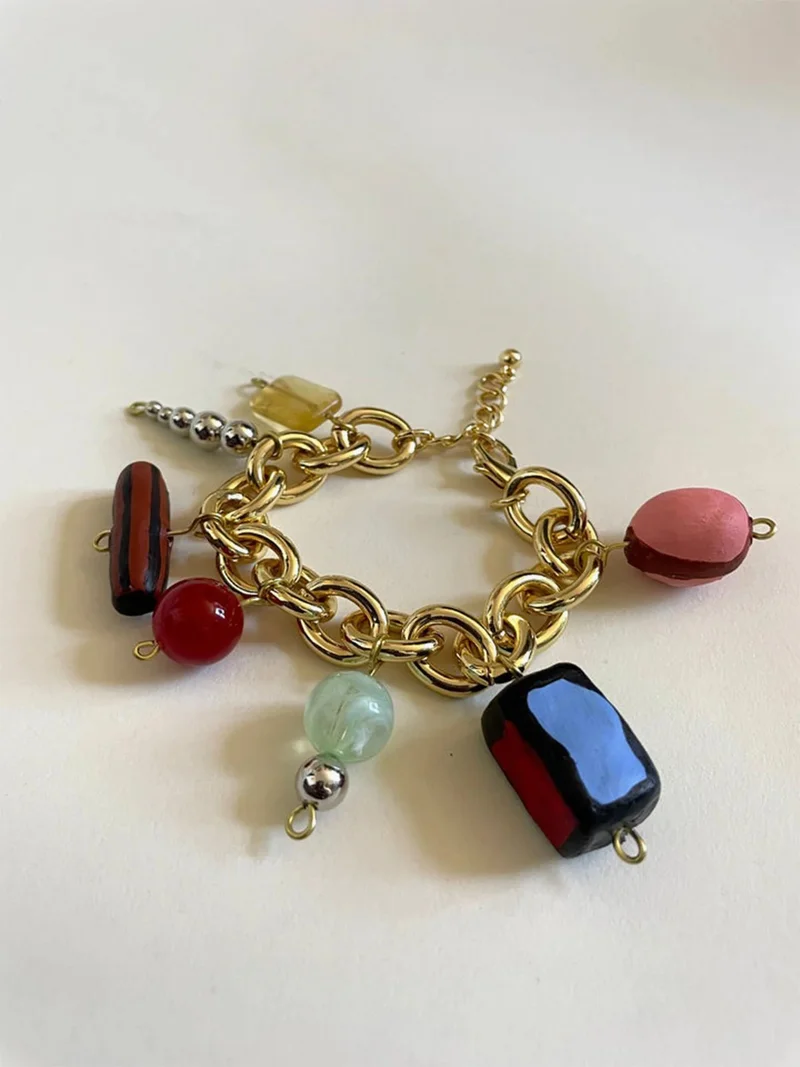 Charm bracelet featuring multicolored stones