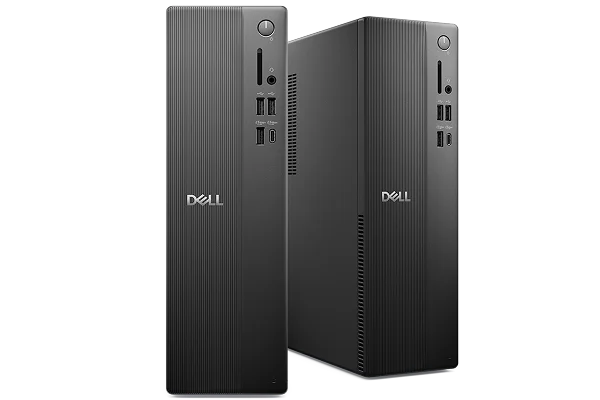 Two Dell Slim Desktop computers.