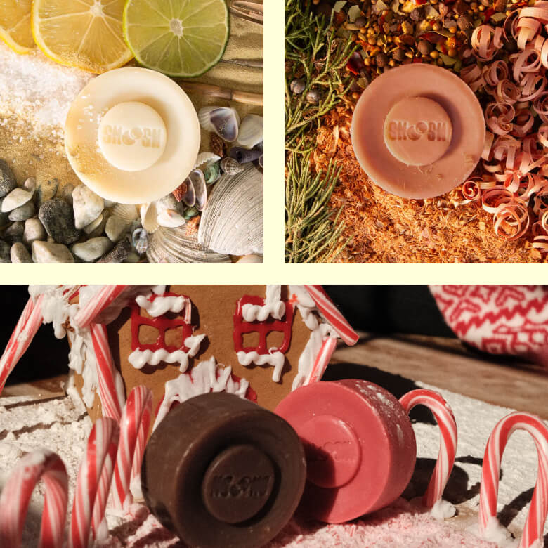 A collection of smoosh soap bar images