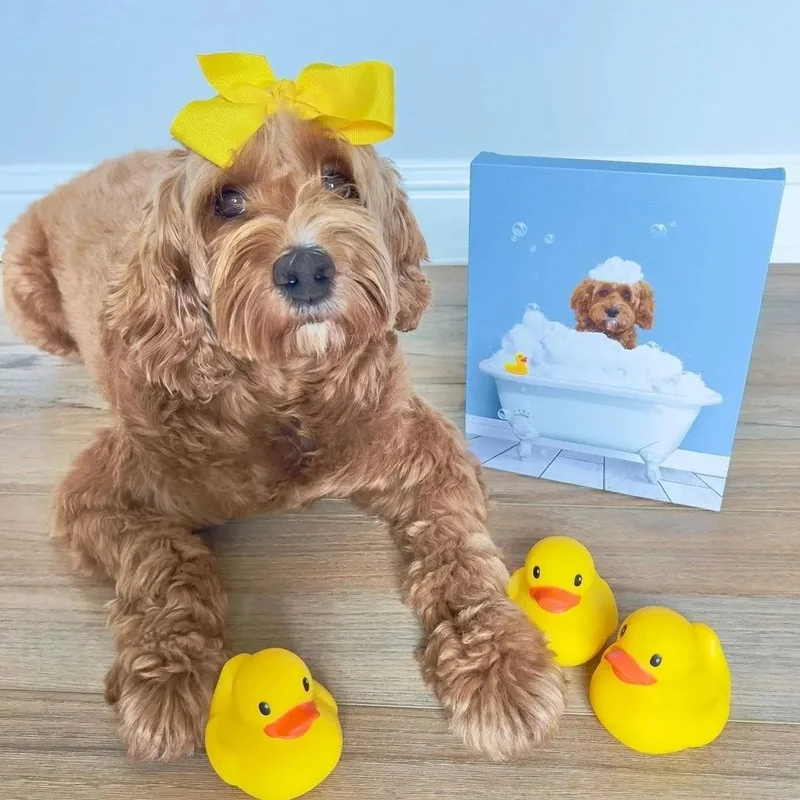 Image of Bath Tub Pet Portrait (One Pet) - Custom Pet Art