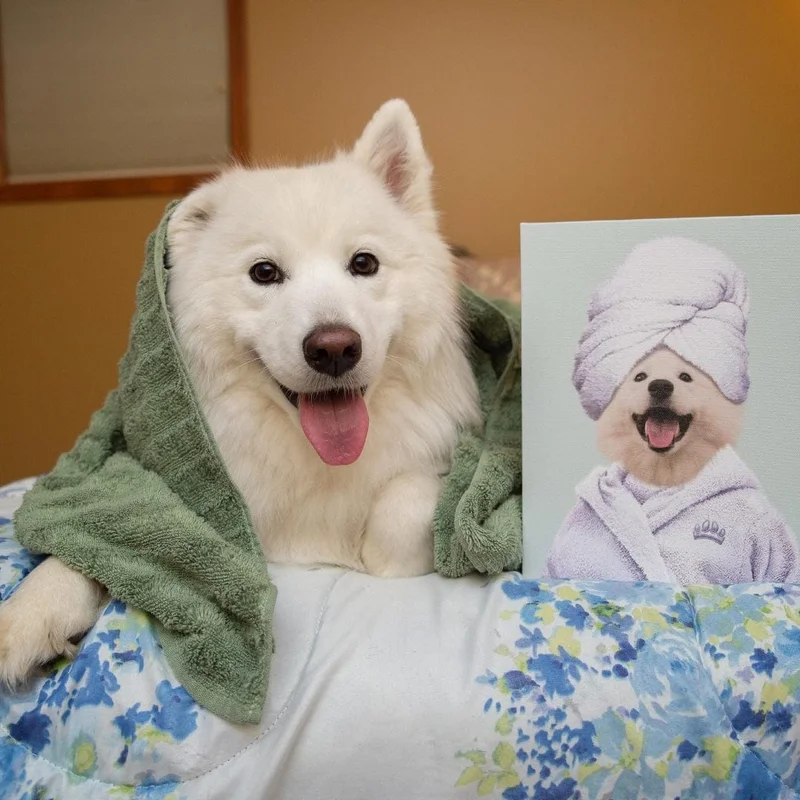 Image of Spa Day Pet Portrait - Custom Pet Art