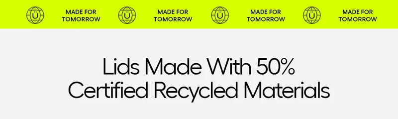 Lids Made with 50% Recycled Materials