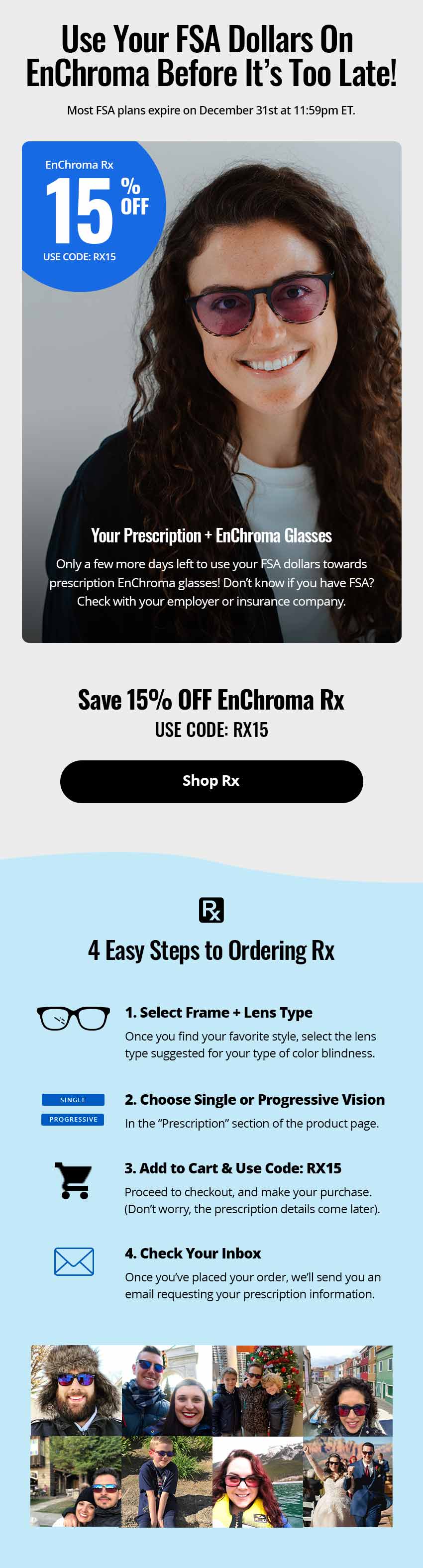 Most FSA Plans Expire on December 31st at 11:59pm ET. Save 15% by using code: RX15