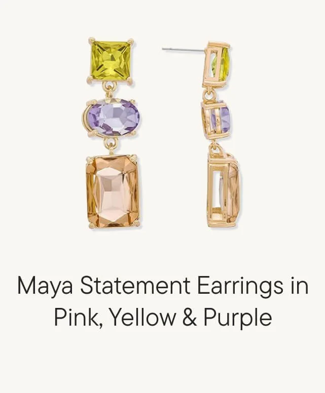 Maya Statement Earrings in Pink, Yellow & Purple