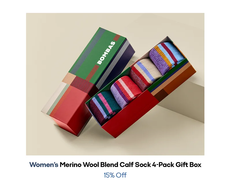 Women's Merino Wool Blend Calf Sock 4-Pack Gift Box