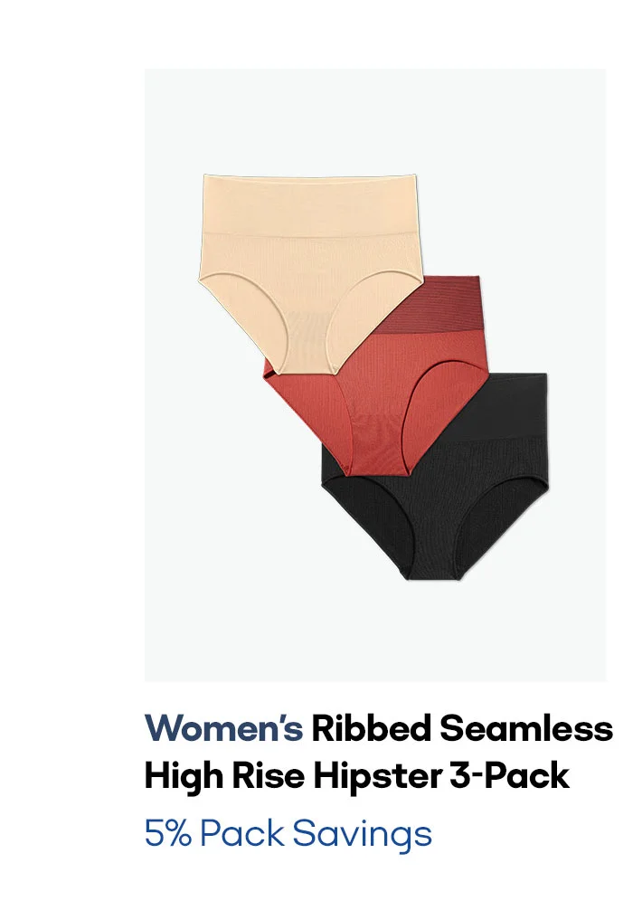 Women's Ribbed Seamless High Rise Hipster 3-Pack