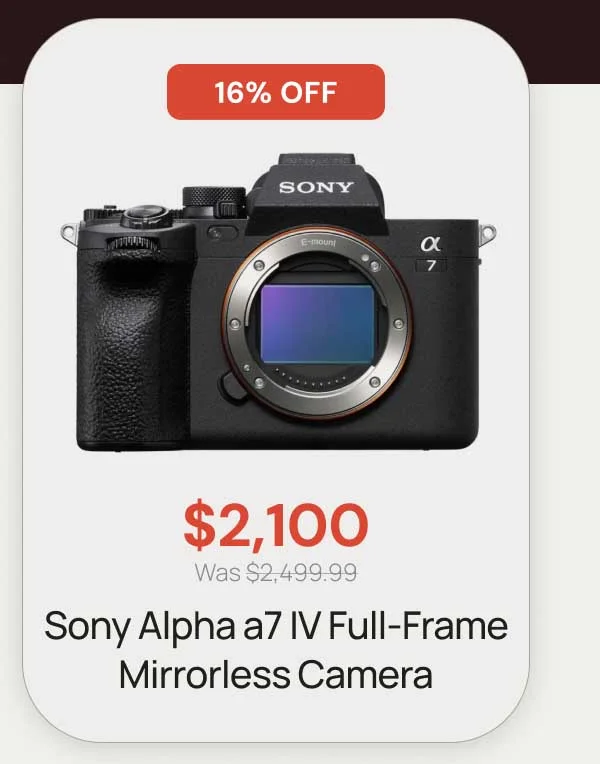 16% Off - $2100 was $2499.99 Sony Alpha A7 IV Full-Frame Mirrorless Camera