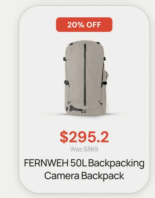 20% Off - $295.2 was $369 fernweh 50L Backpacking Camera Backpack