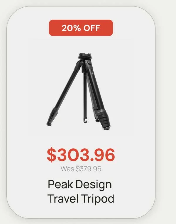 20% OFF - $303.96 was $379.95 Peak Design Travel Tripod