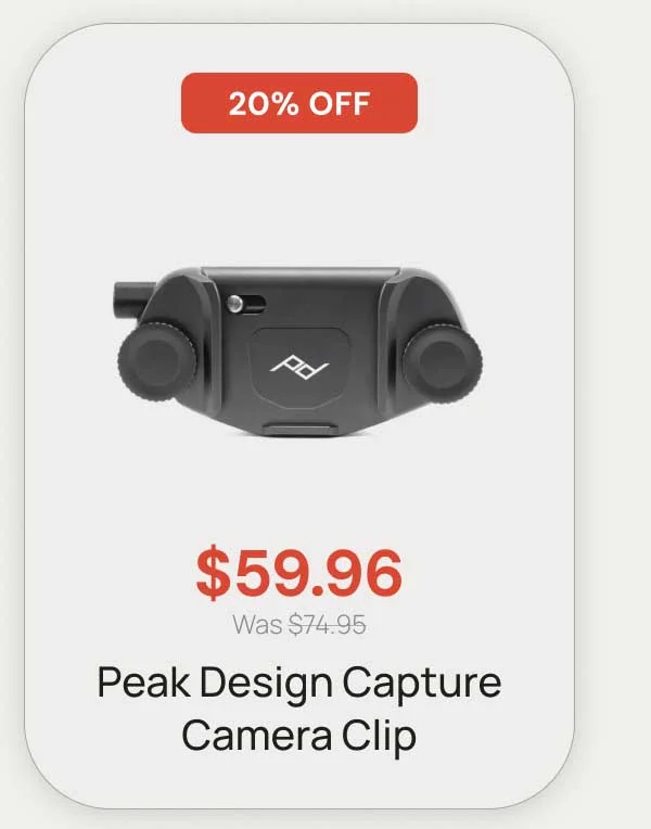 20% Off - $59.96 was $74.95 Peak Design Capture Cameraa Clip