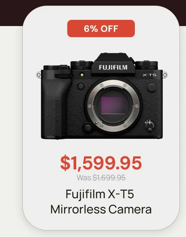 6% off - $1599.95 was 1699.95 Fujifilm X-T5 Mirrorless Camera