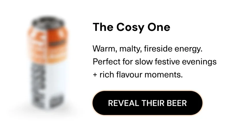 The Cosy One: Warm, malty, fireside energy. perfect for slow festive evenings + rich flavour moments.