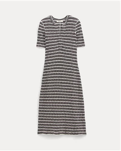 The Rib-Knit Henley Dress | Bone/Black