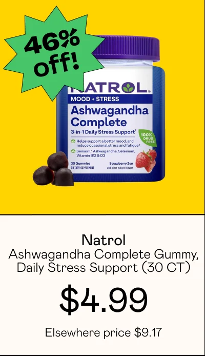 Ashwagandha Complete Gummy, 3-in-1 Daily Stress Support (30 CT)