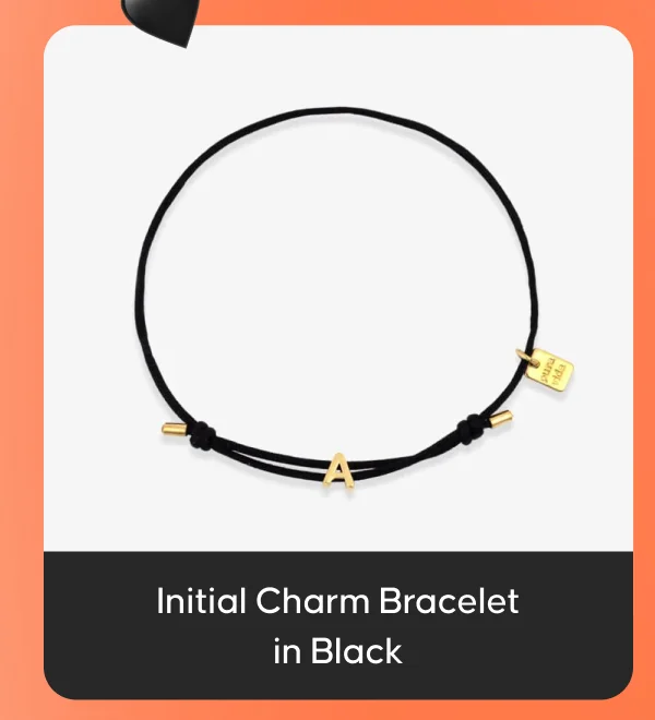 Initial Charm Bracelet in Black