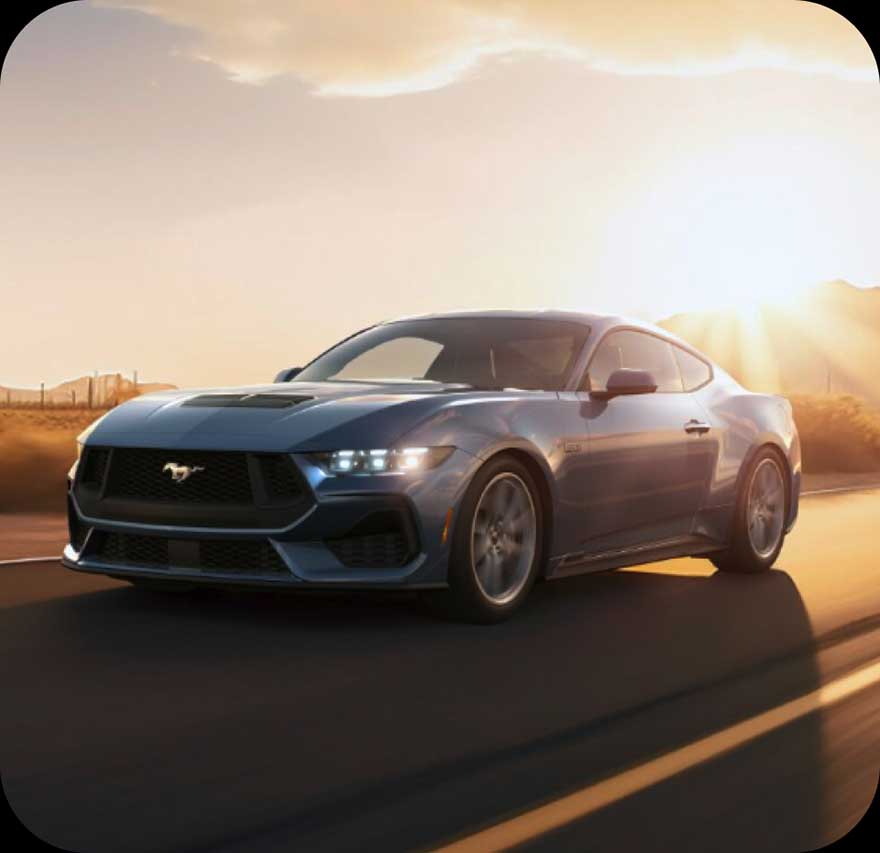 A Ford Mustang in motion.