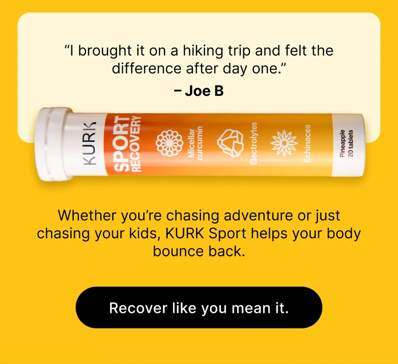 “I brought it on a hiking trip and felt the difference after day one.” – Joe B Whether you’re chasing adventure or just chasing your kids, KURK Sport helps your body bounce back. [ Recover like you mean it. ]