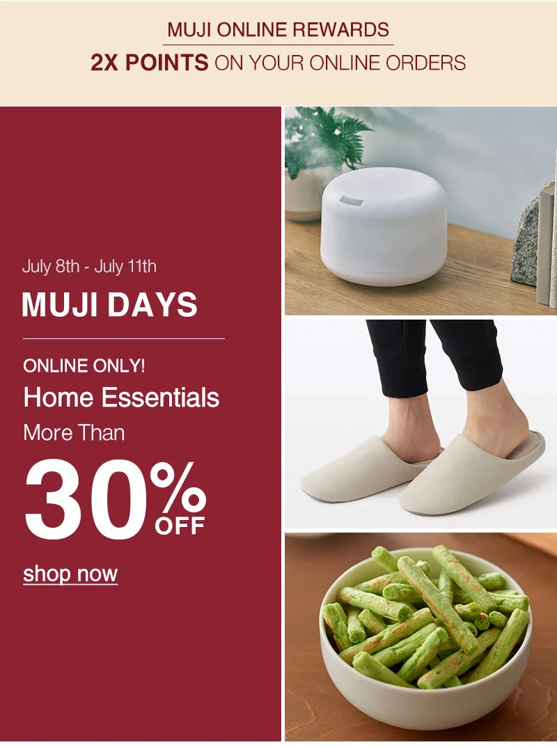 Online Only MUJI DAYS: Home Essentials More Than 30%