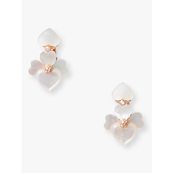 Precious Pansy Clip-On Drop Earrings