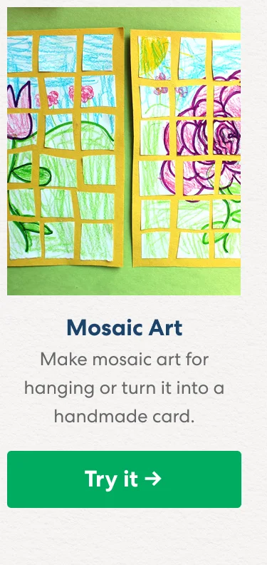 Mosaic Art: Make mosaic art for hanging or turn it into a handmade card. Mosaic Art: Make mosaic art for hanging or turn it into a handmade card.