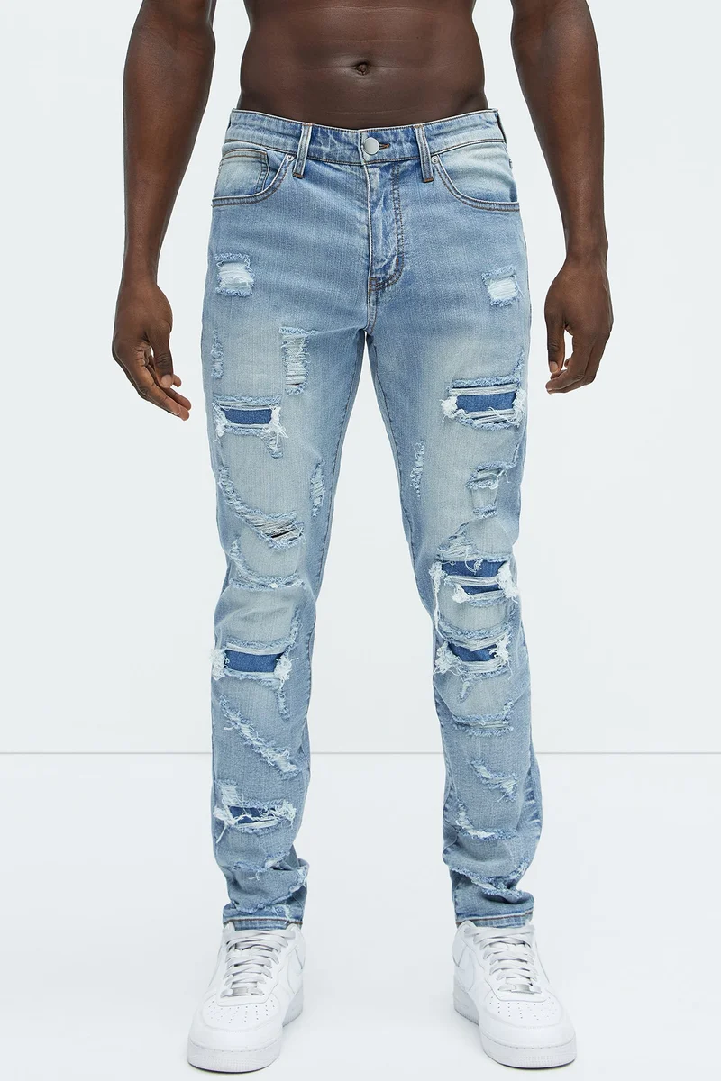 Image of Through It Ripped Skinny Jeans - Vintage Blue Wash