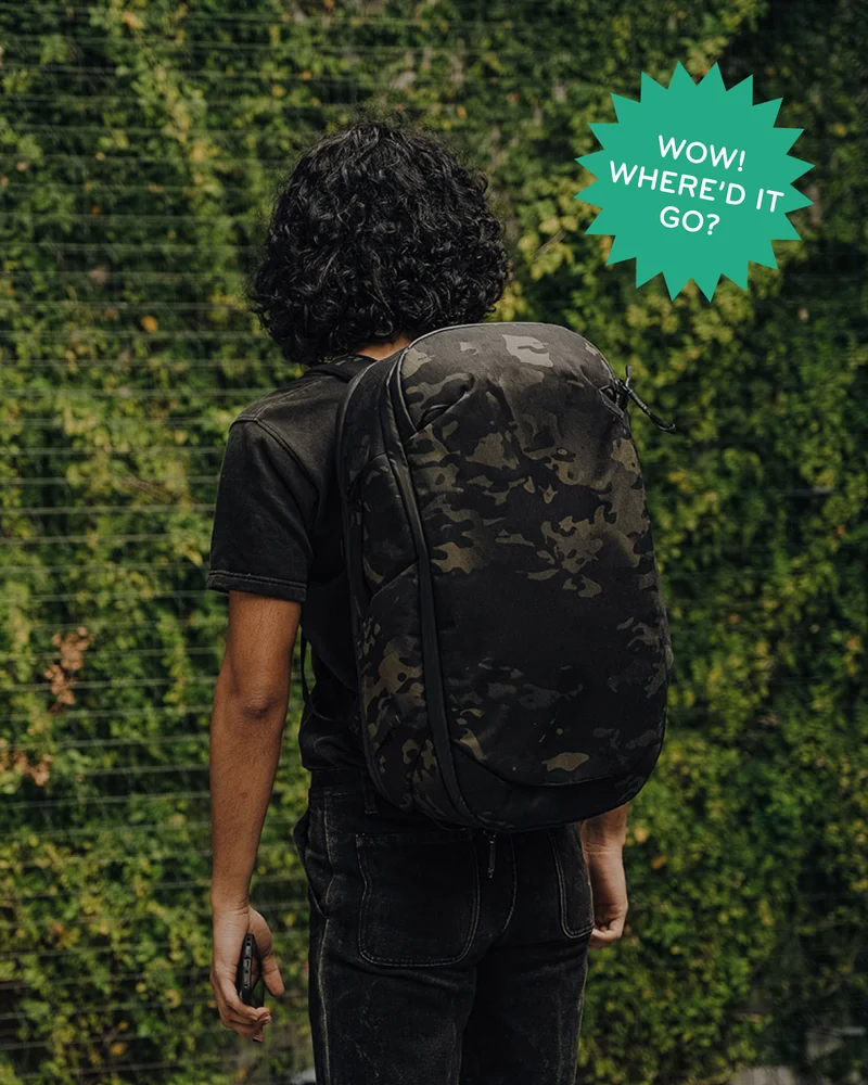 Our SF Store Manager, Alex, modeling the Travel Backpack 30L City Edition.