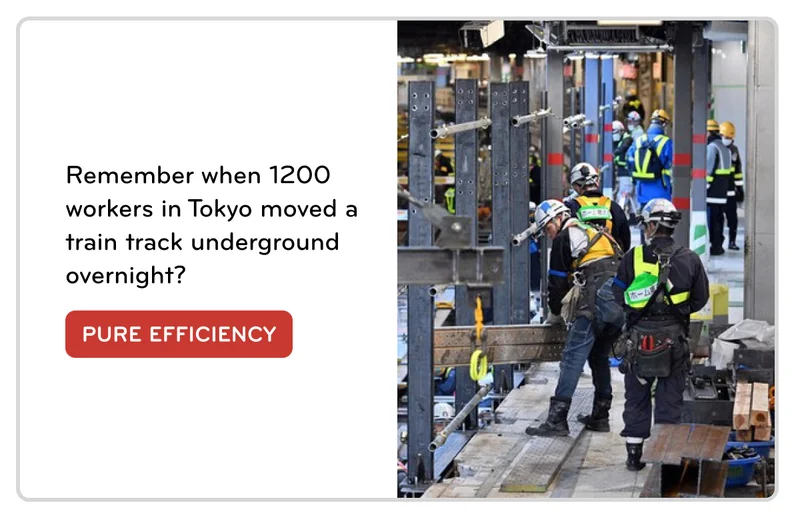 Workers shifted an above-ground railway to an underground subway overnight about a decade ago in Tokyo.