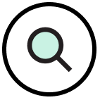 Image description: Graphic icon of a magnifying glass.