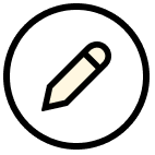 Image description: Graphic icon of a pencil.