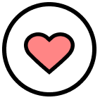 Image description: Graphic icon of a heart.