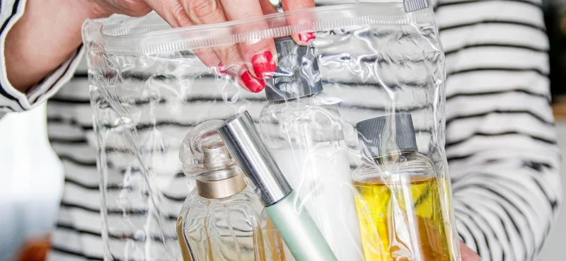 Travel size liquids in a plastic bag