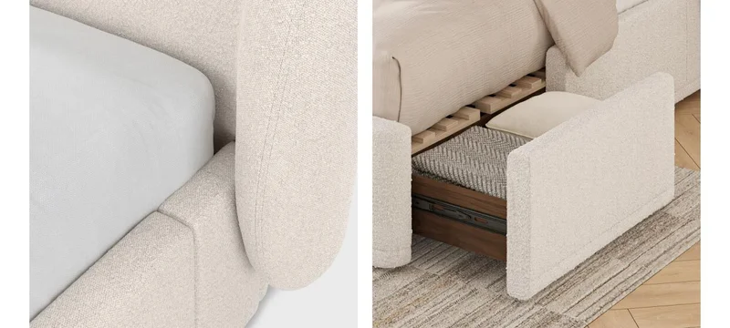 That bouclé fabrication is cloud 9 levels of comfy.