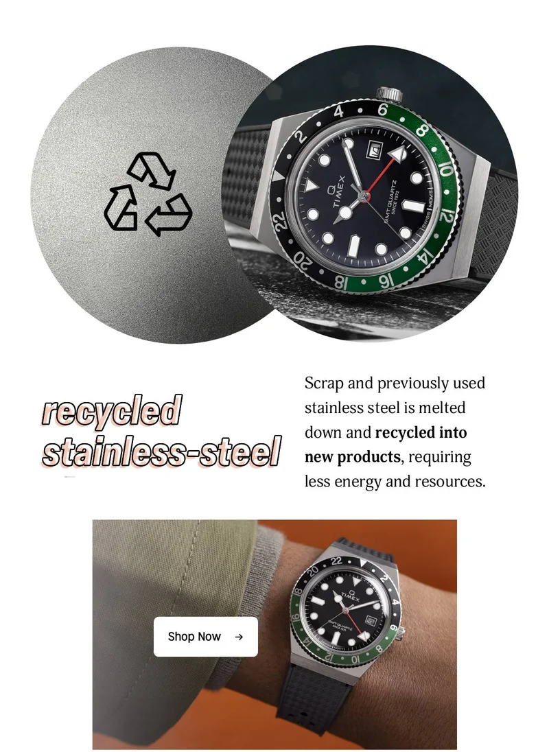 recycled stainless-steel | Scrap and previously used stainless steel is melted down and recycled into new products, requiring less energy and resources. | Shop Now