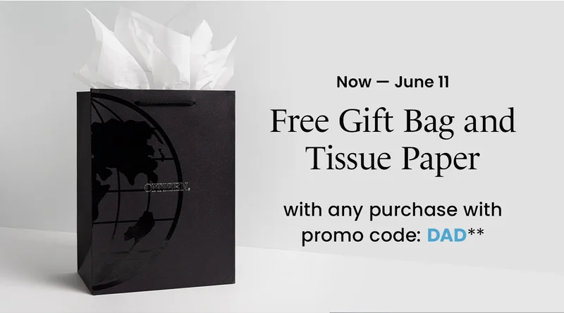Free Gift Bag + Tissue Paper with any purchase with promo code: DAD**
