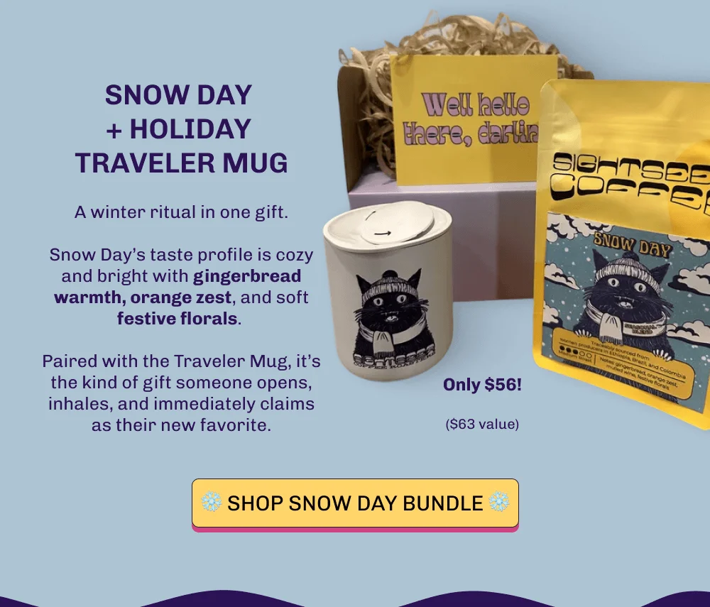 Snow Day  + Holiday  Traveler Mug A winter ritual in one gift.  Snow Day’s taste profile is cozy and bright with gingerbread warmth, orange zest, and soft festive florals.   Paired with the Traveler Mug, it’s the kind of gift someone opens, inhales, and immediately claims as their new favorite. Only $56!   ($63 value) ❄️️️ Shop snow day bundle ❄️