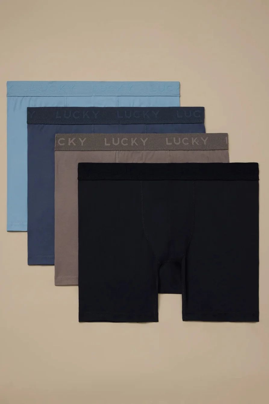 Image of Lucky Brand 4 Pack Essential Soft Boxer Briefs - Men's Accessories Underwear Boxers Briefs