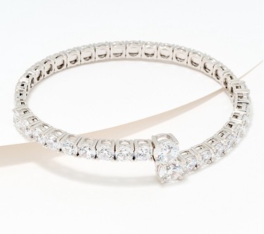 Diamonique x Jennifer Miller Overlap Flex Bracelet, Sterling Silver