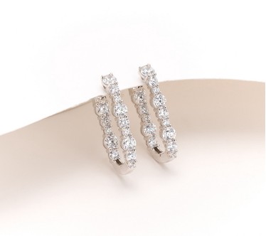 Diamonique x Jennifer Miller Elongated Oval Hoop Earrings, Sterling Silver