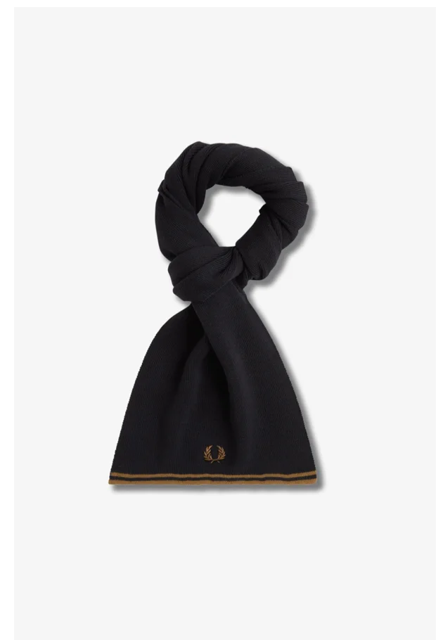 black scarf with brown tipping