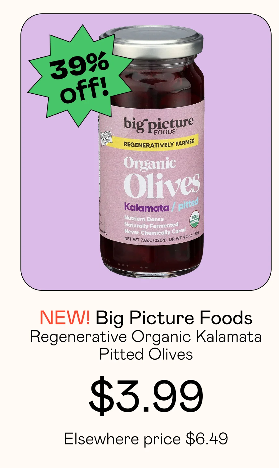 Regenerative Organic Kalamata Pitted Olives