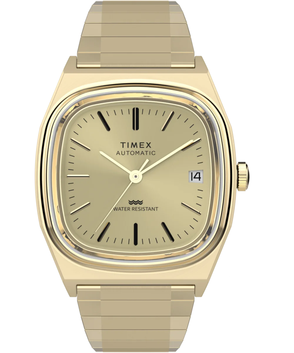 Image of Timex® Automatic 1983 E Line 34mm Gold Tone Expansion Band Watch