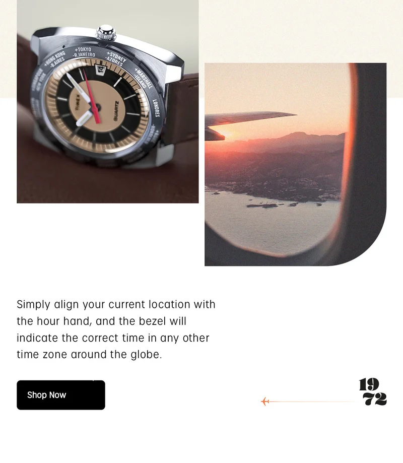 Simply align your current location with the hour hand, and the bezel will indicate the correct time in any other time zone around the globe. | Shop Now