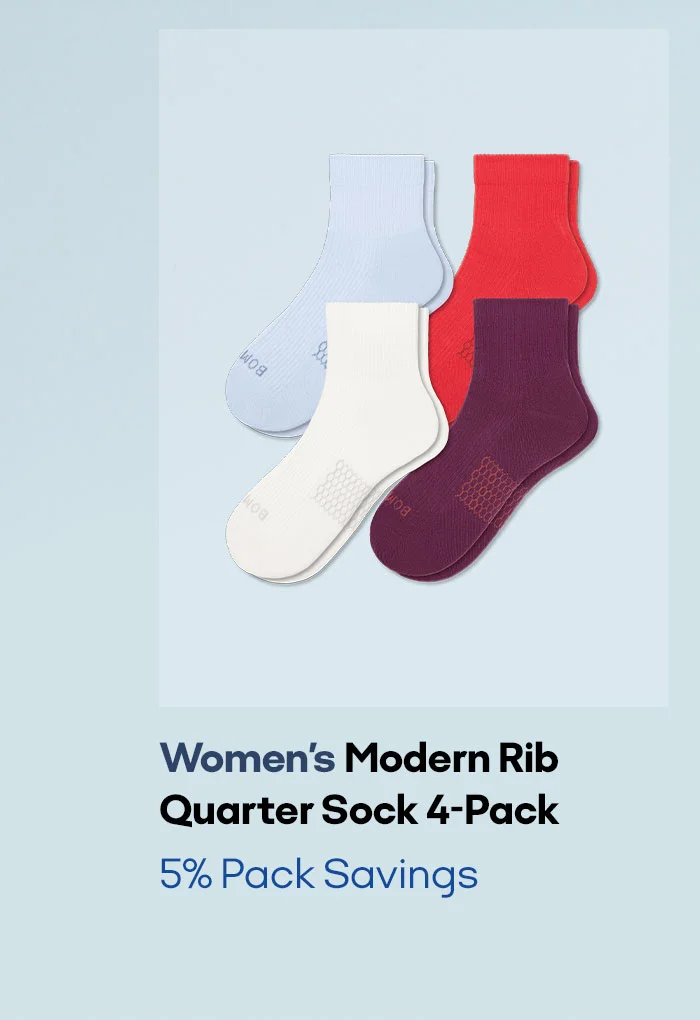 Women's Modern Rib Quarter Sock 4-Pack 5% Pack Savings