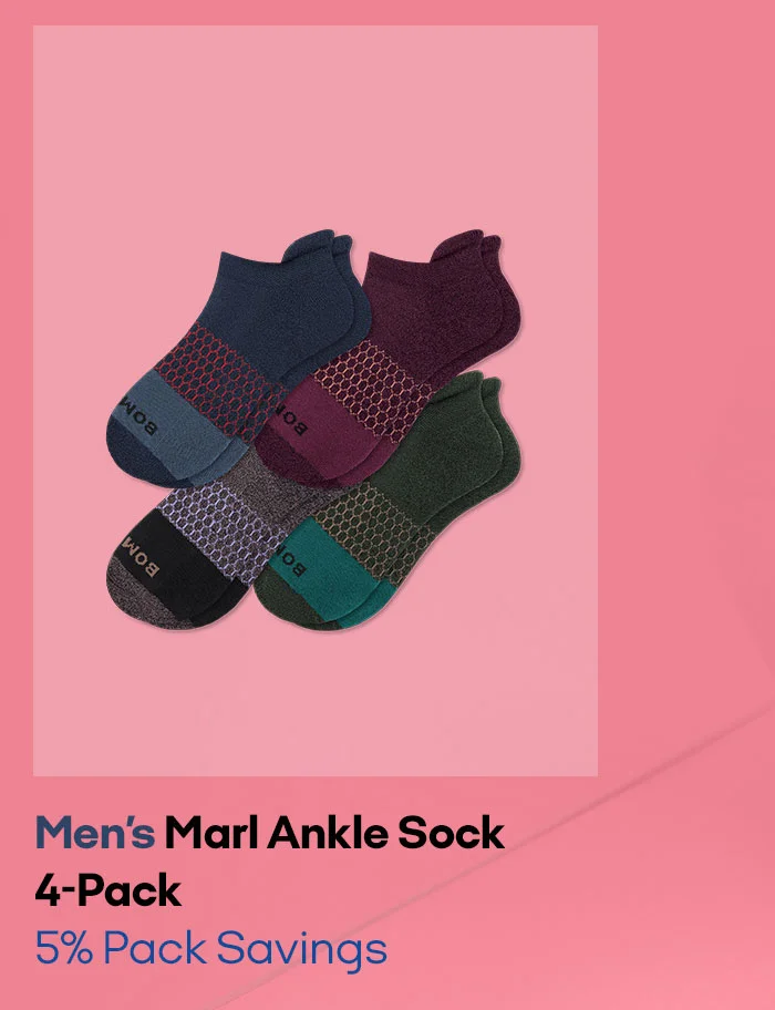 Men's Marl Ankle Sock 4-Pack 5% Pack Savings