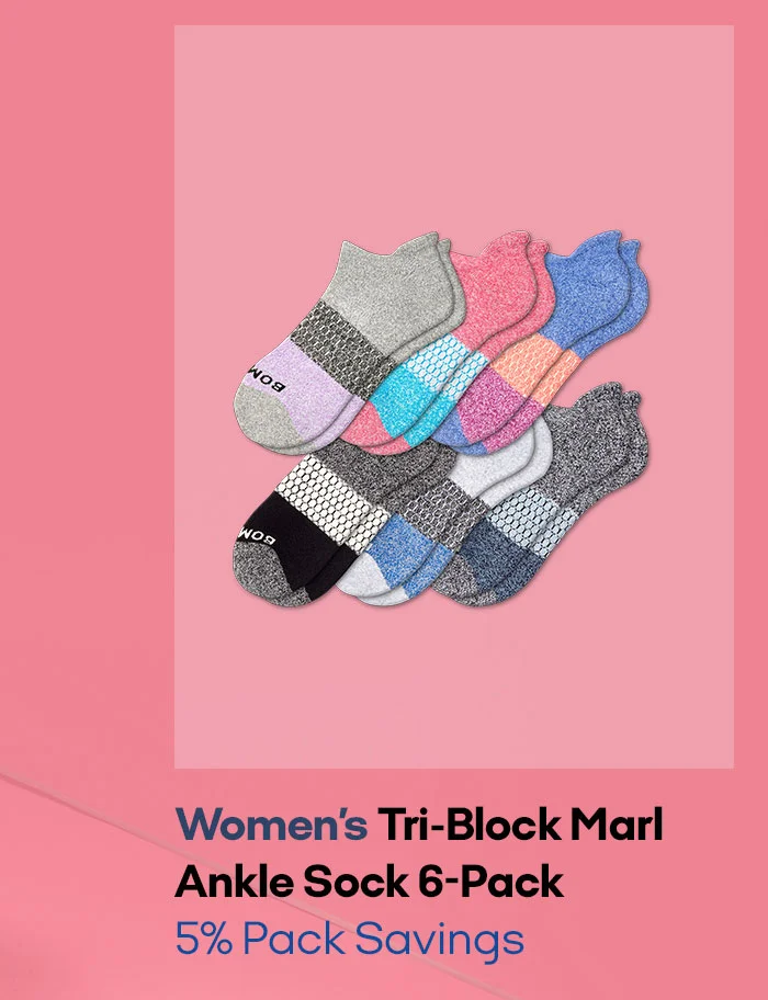 Women's Tri-BIock Marl Ankle Sock 6-Pack 5% Pack Savings